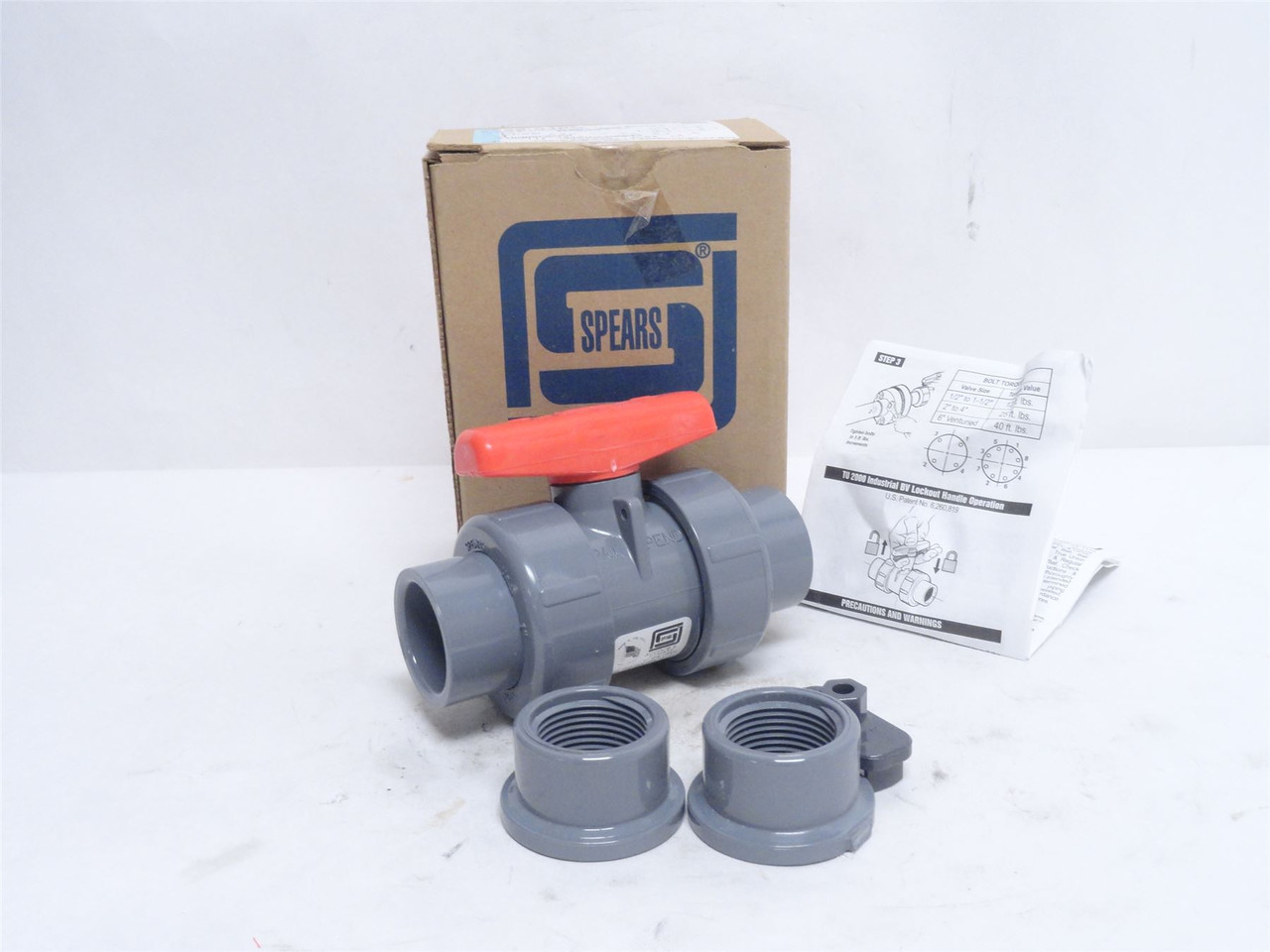 Spears 3629-010C; True Union PVC Ball Valve 1NPT/NPS; Sch: 80