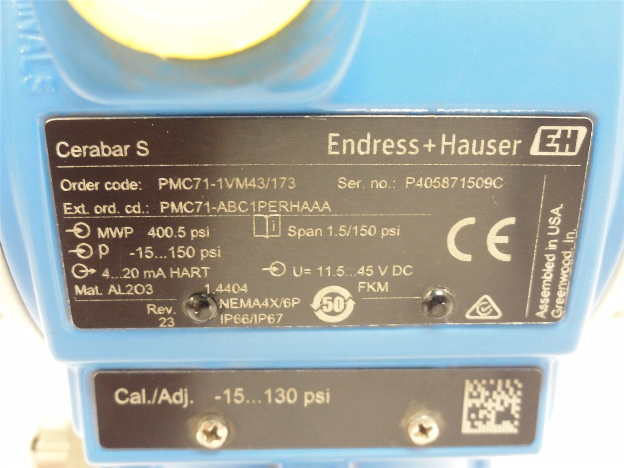 Endress+Hauser PMC71-1VM43/173; Digital Pressure Transmitter