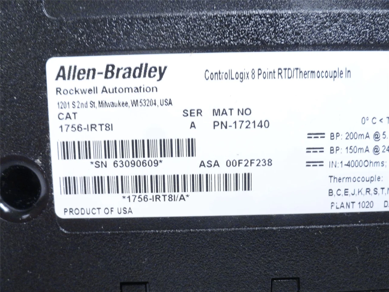 Allen-Bradley 1756-IRT81; Input Module (Missing Door)
