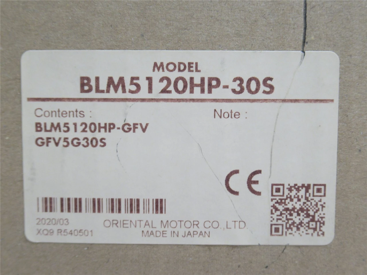 Oriental BLM5120HP-30S; AC Gearmotor 0.78A 240VAC; 3000r/min
