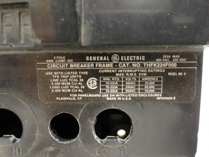 GE THFK224F000; Circuit Breaker Frame 225A; 2P; 480VAC