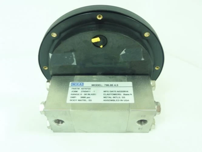 Wika 4375722; Differential Pressure Gauge 0-50inH20; 1/2"NPT