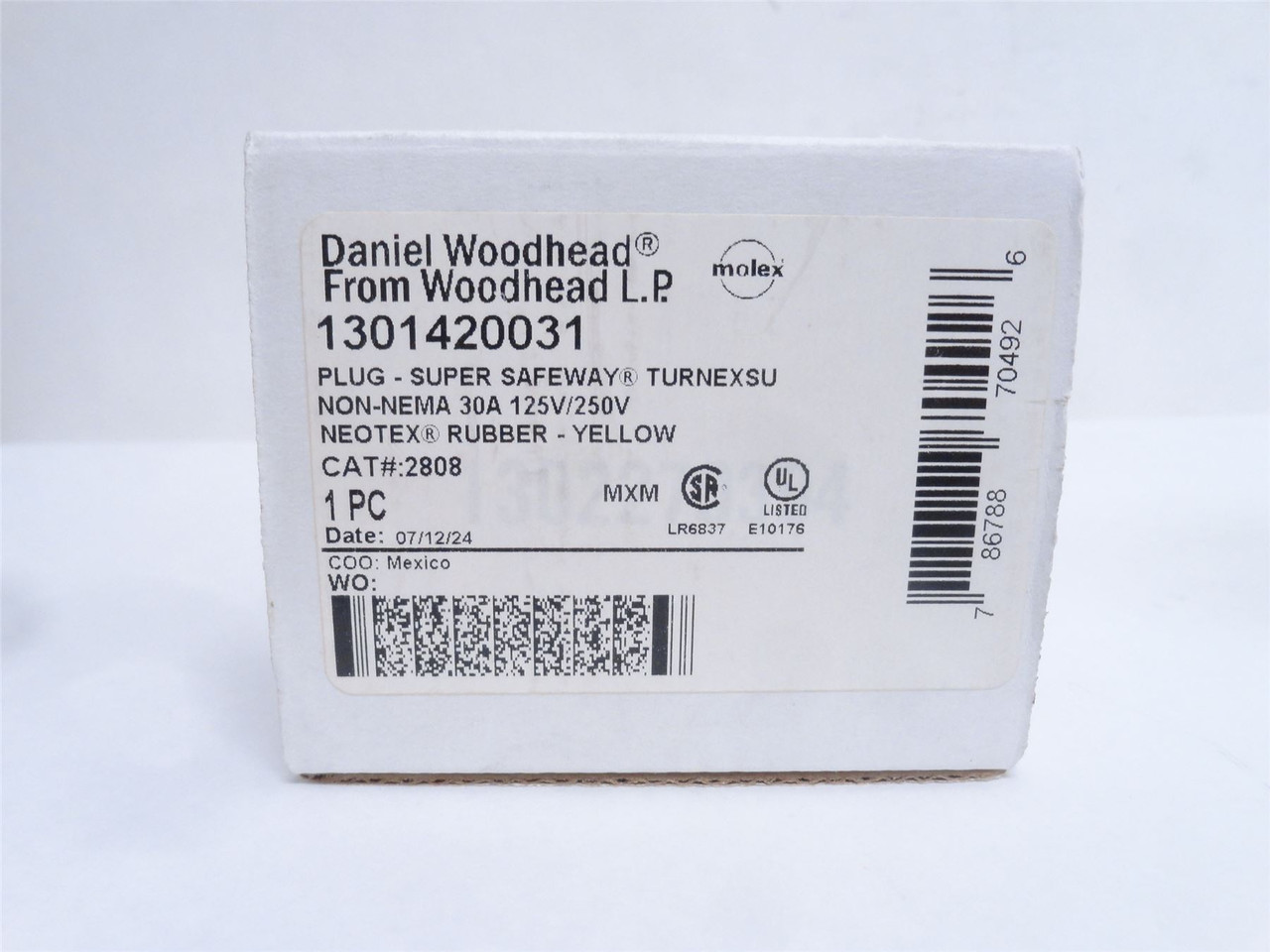 Woodhead 1301420031; Power Connector Plug; 30A; 125/250VAC