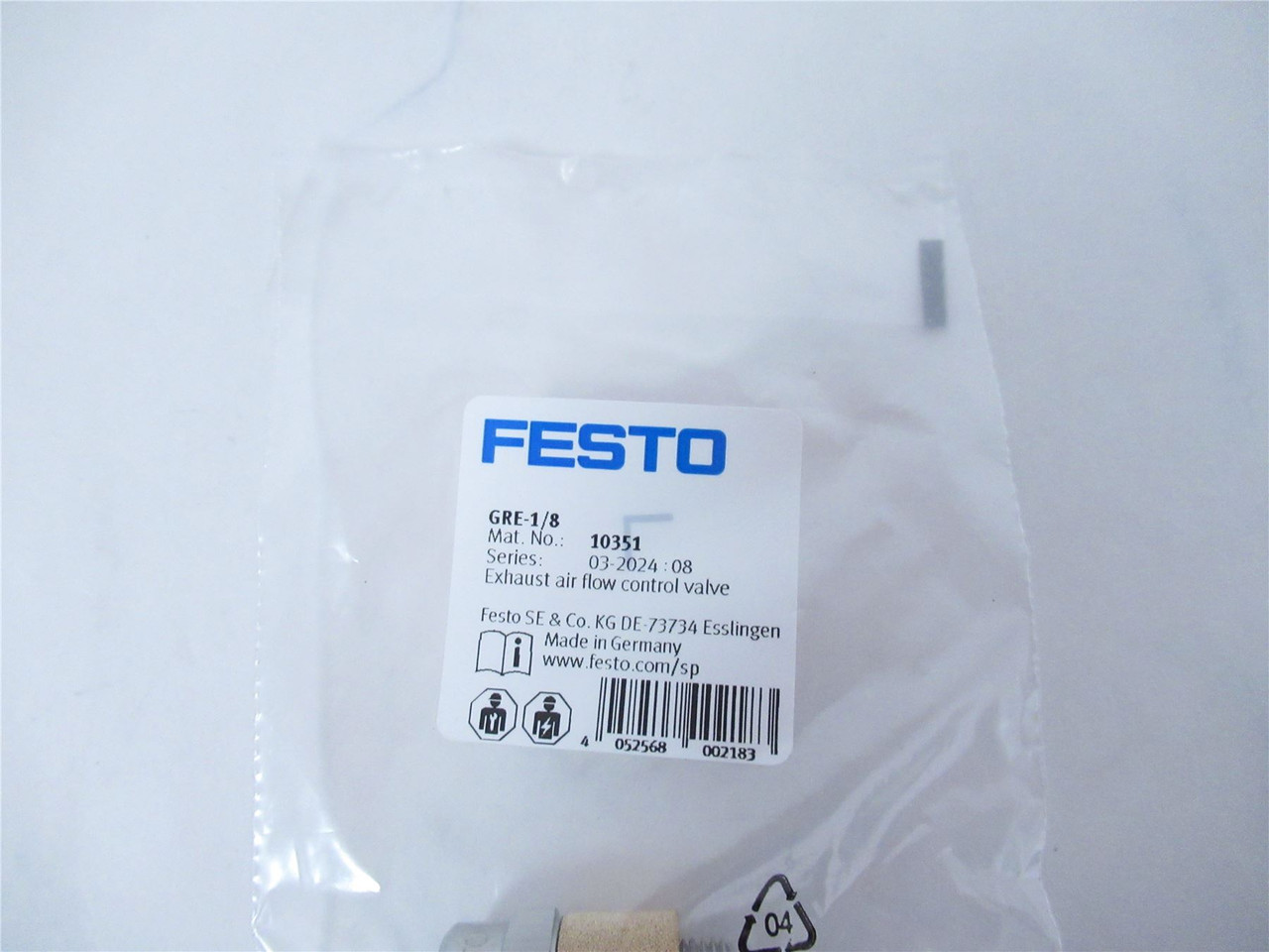 Festo GRE-1/8; Flow Control GRE-14-NPT Exhaust Valve 10351