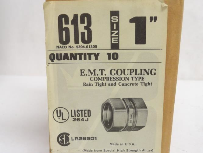 Regal 5394-61300; Lot-10; Compression EMT Couplings; Size: 1"