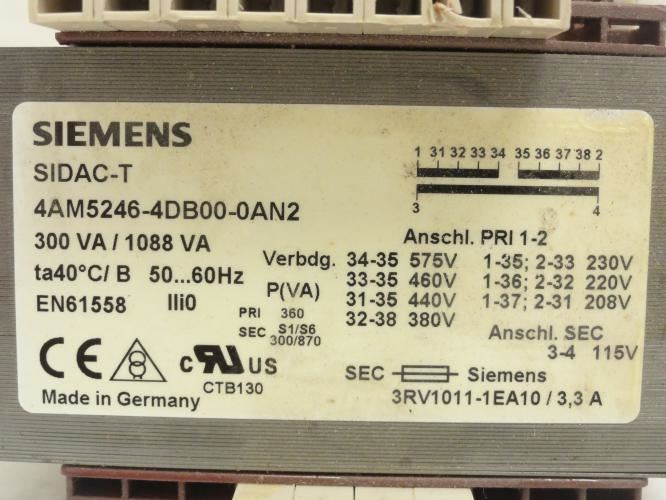 Siemens 4AM5246-4DB00-0AN2; Control Circuit Transformer 300vA