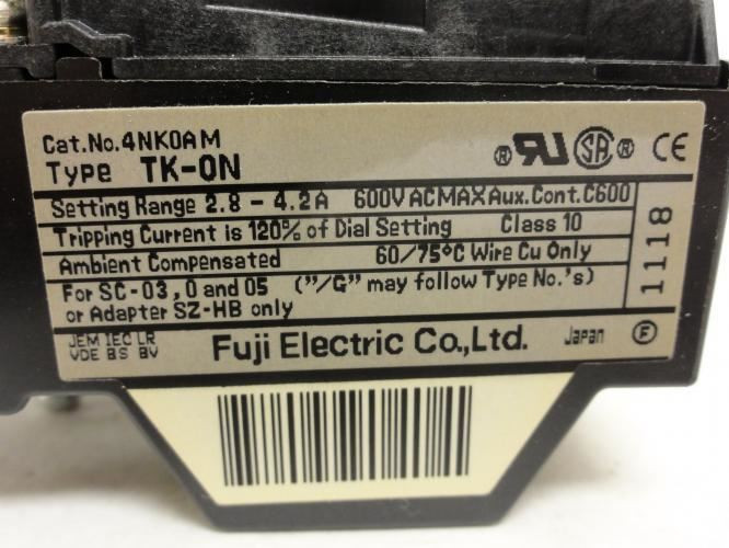 Fuji SW-0/2E; Starter 2.8-4.2A 3P 600V Coil: 110/120V