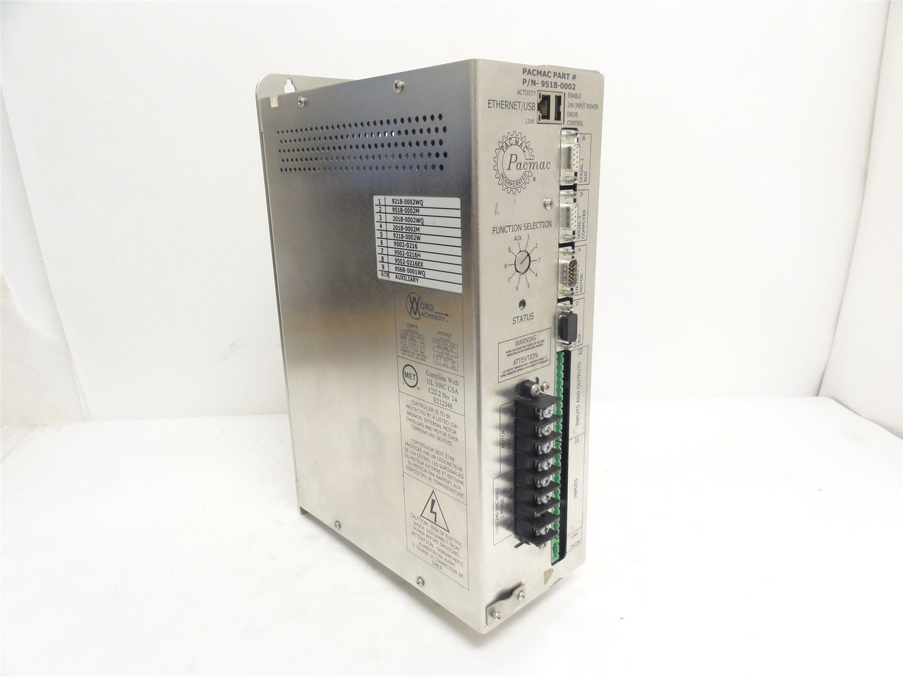 Pacmac 9518-0002; VFFS Pack Machine Control Module; 100-240VAC In