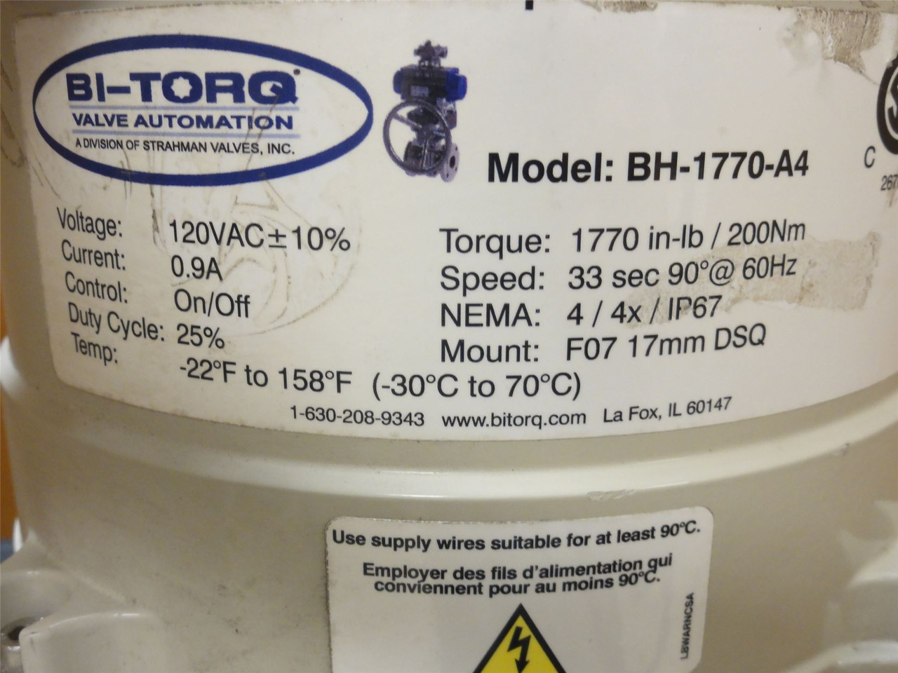 Bi-Torq EG-3WLF-030; Actuated Ball Valve; SS-316; 3" Flanged