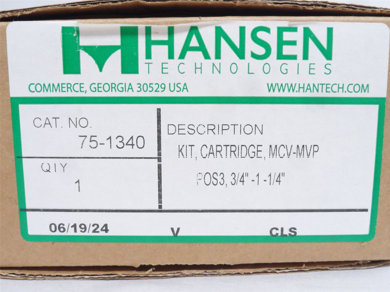 Hansen 75-1340; Cartridge Kit MCV-MVP; POS3; 3/4" To 1-1/4"