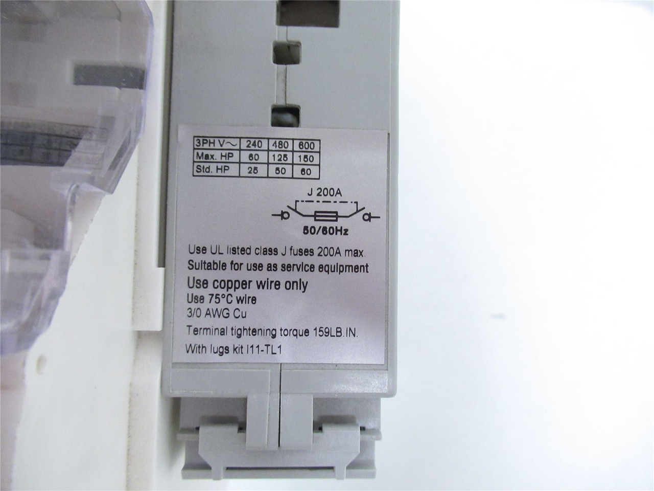 Sprecher+Schuh L11-J200-1753; Disconnect Switch 3P 200A