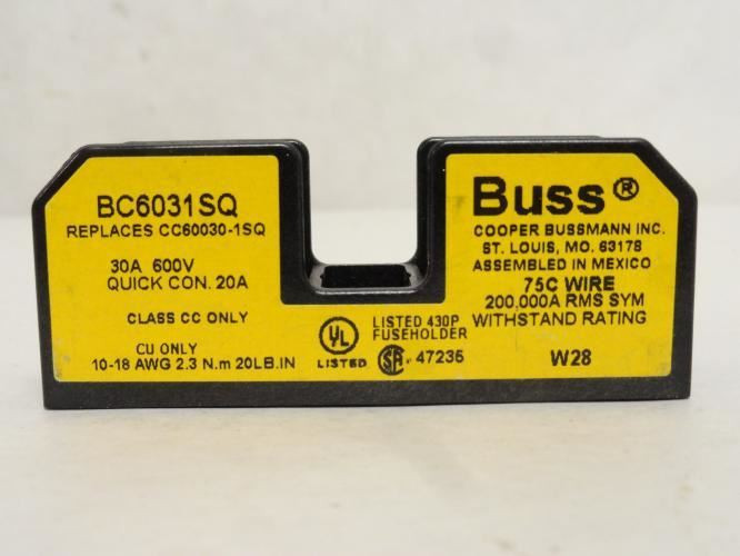 Bussmann BC6031SQ; Lot-2 Panel Mount Fuse Holders; 30A; 600V; 1P