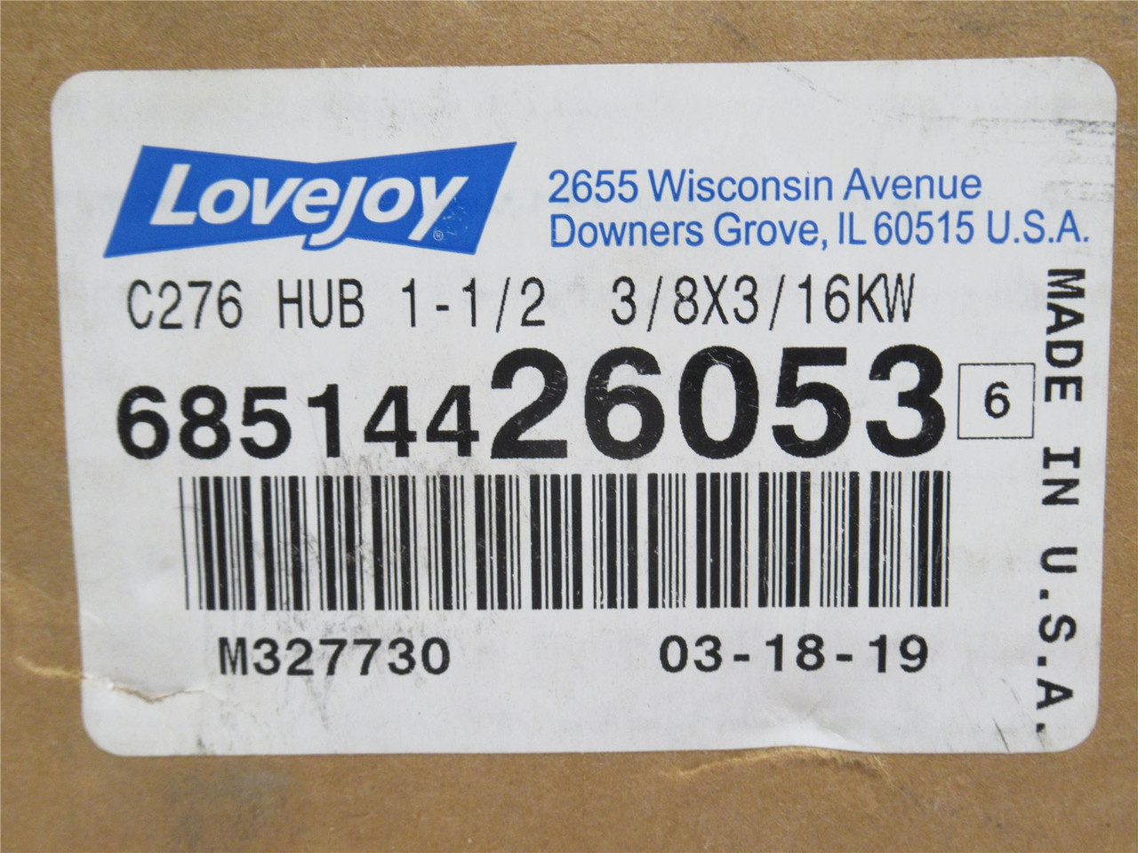 Lovejoy C276 HUB 1-1/2; Jaw Coupling Hub 1-1/2"ID 68514426053