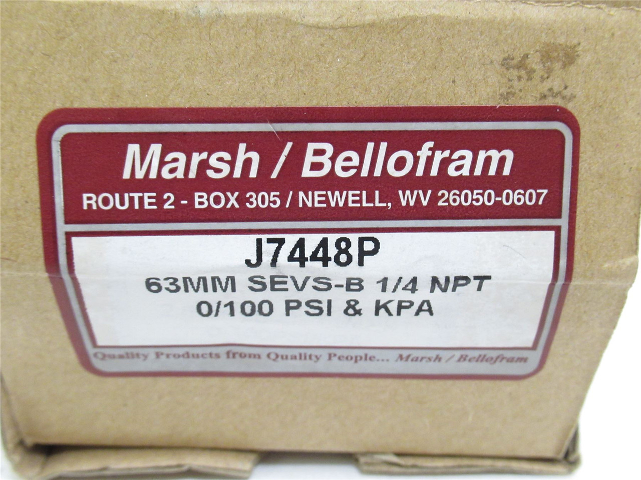 Marsh/Bellofram J7448P; Pressure Gauge; 1/4NPT; 0-100PSI