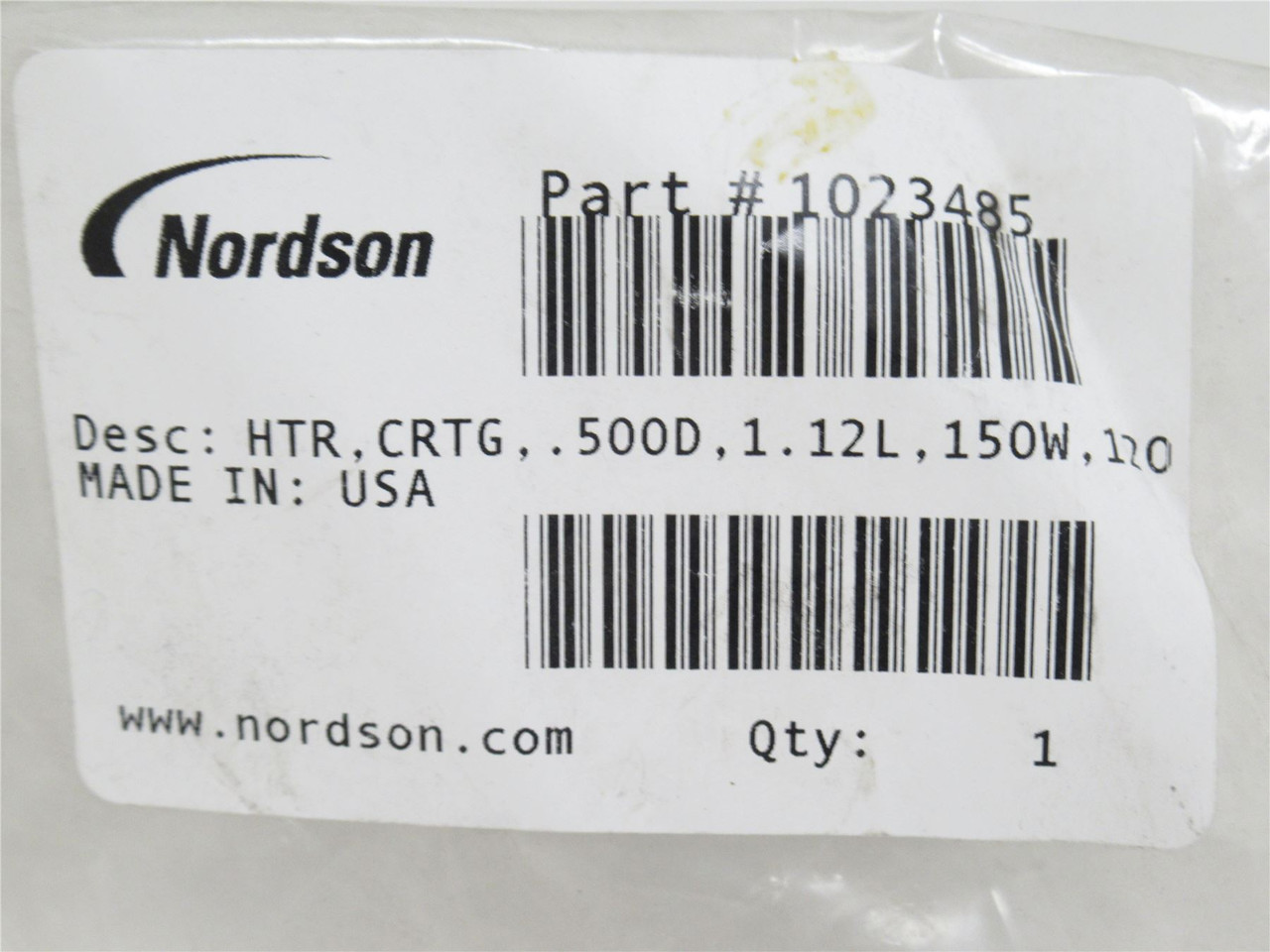 Nordson 1023485; Heater Cartridge 120V; 130W; 1/2"OD