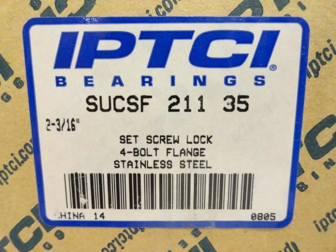 IPTCI SUCSF 211 35; Flange Bearing SS; 4-Bolt; 2-3/16" ID