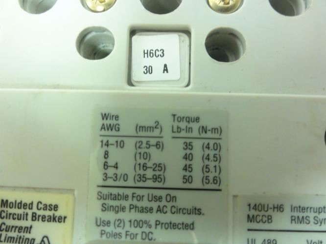 Allen-Bradley 14OU-H6C3-C30; Circuit Breaker 30A; 480VAC; 3Pole