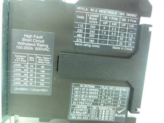 Eaton C25DNA340AC; Contactor; 40A; 600VAC; 3P; Coil: 120VAC