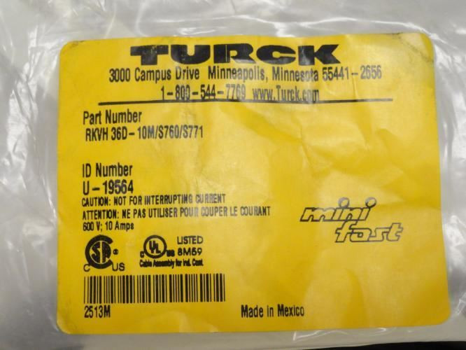 Turck RKVH 36D-10M/S760/S771; Mini-Fast Cordset; U-19564
