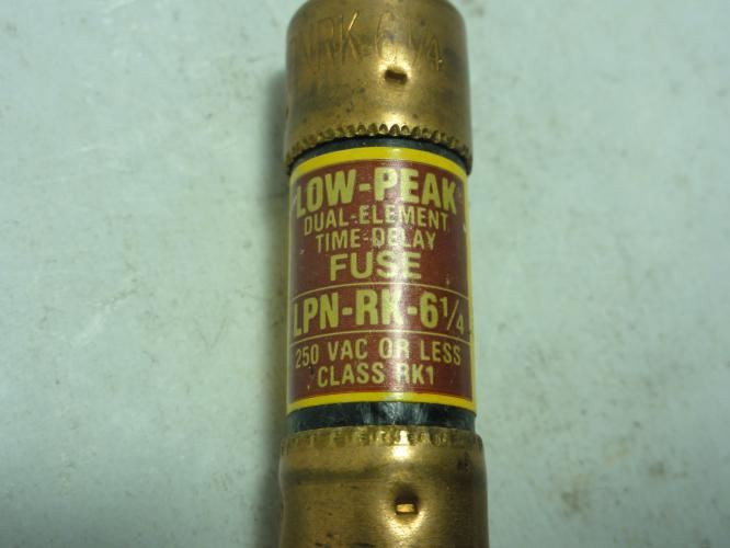 Bussmann LPN-RK-6 1/4; Time Delay Fuse; 6-1/4A. 250V