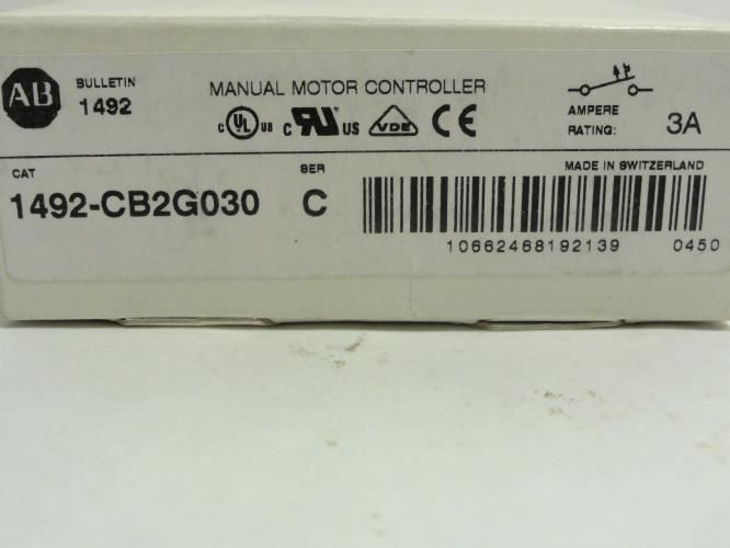 Allen-Bradley 1492-CB26030; Manual Motor Protector 3A 2P 480V