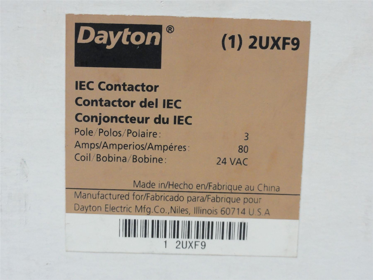 Dayton 2UXF9; Contactor; 3-Pole; 80amp; Coil 24VAC