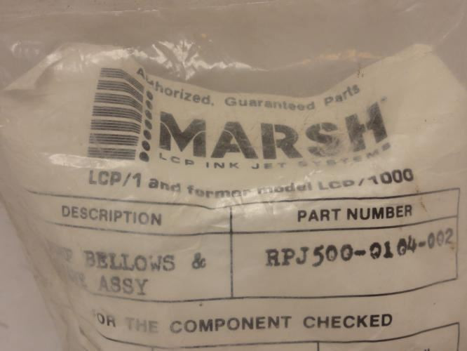 Marsh RPJ500-0104-002; Pump Bellows & Valve Assy