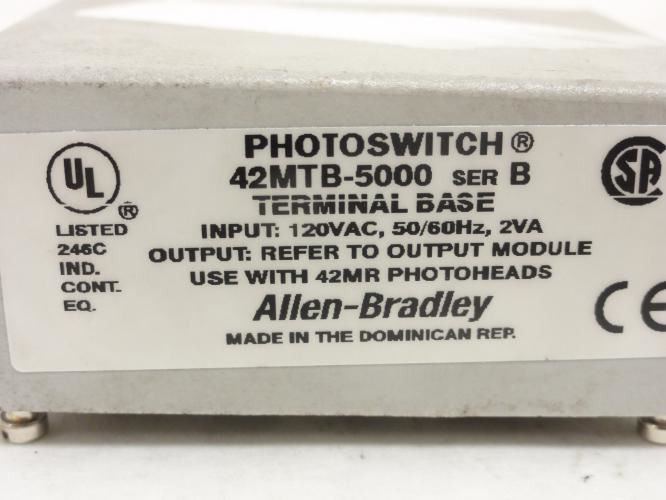 Allen-Bradley 42MTB-5000; Photo Electric Base; No Cover Plate