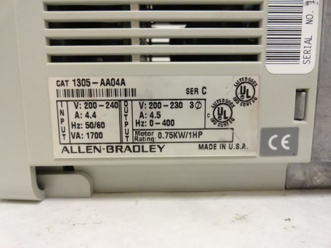 Allen-Bradley 1305-AA04A; AC Drive 1HP; 200-240VAC; 3ph