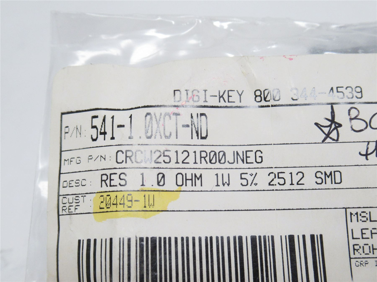 Vishay CRCW25121R00JNEG; Lot-100; Resistors; 1W; 1 Ohm