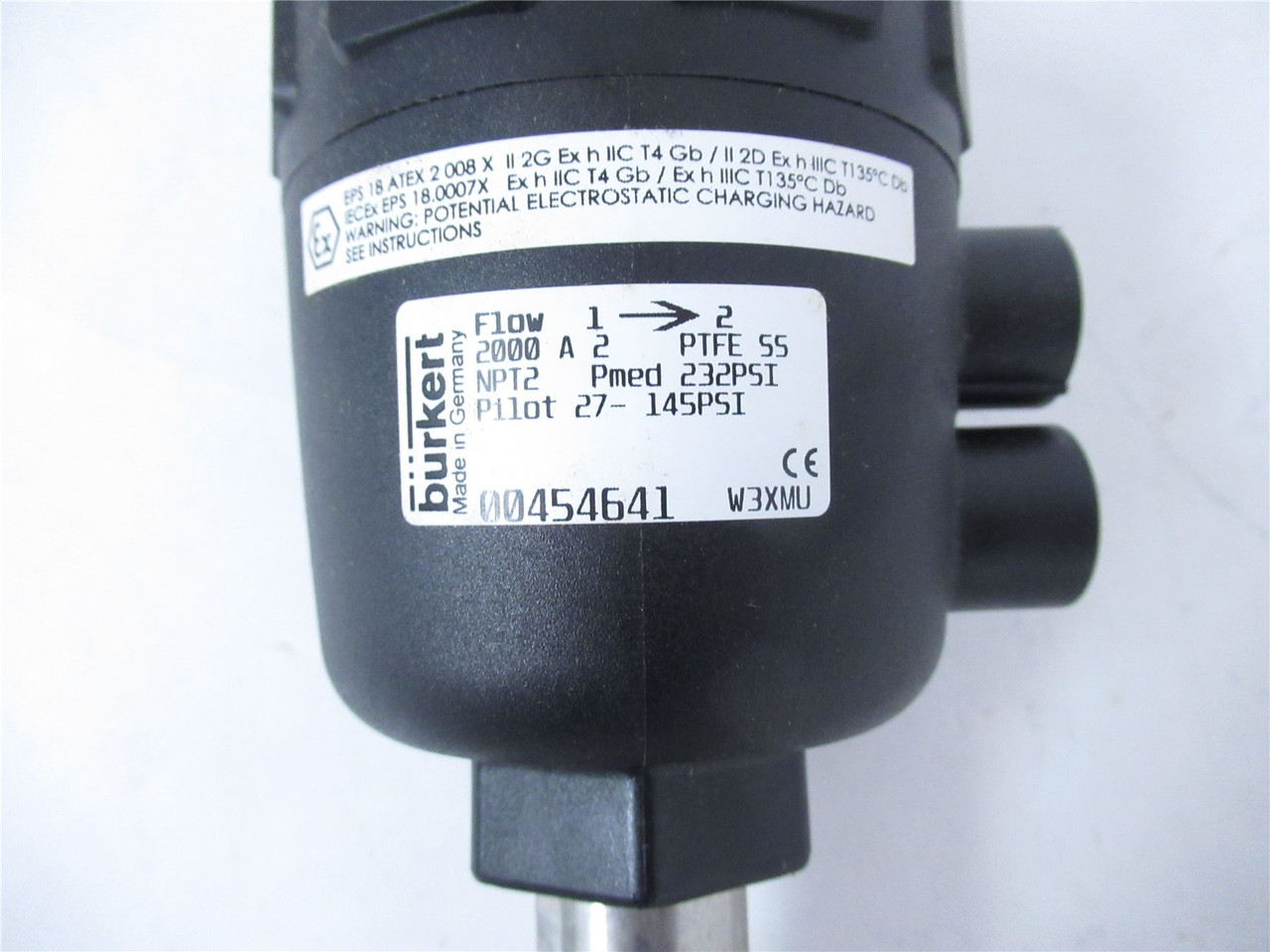 Burkert 454641; Solenoid FlowValve DN50 2"NPT Pilot 25-145PSI