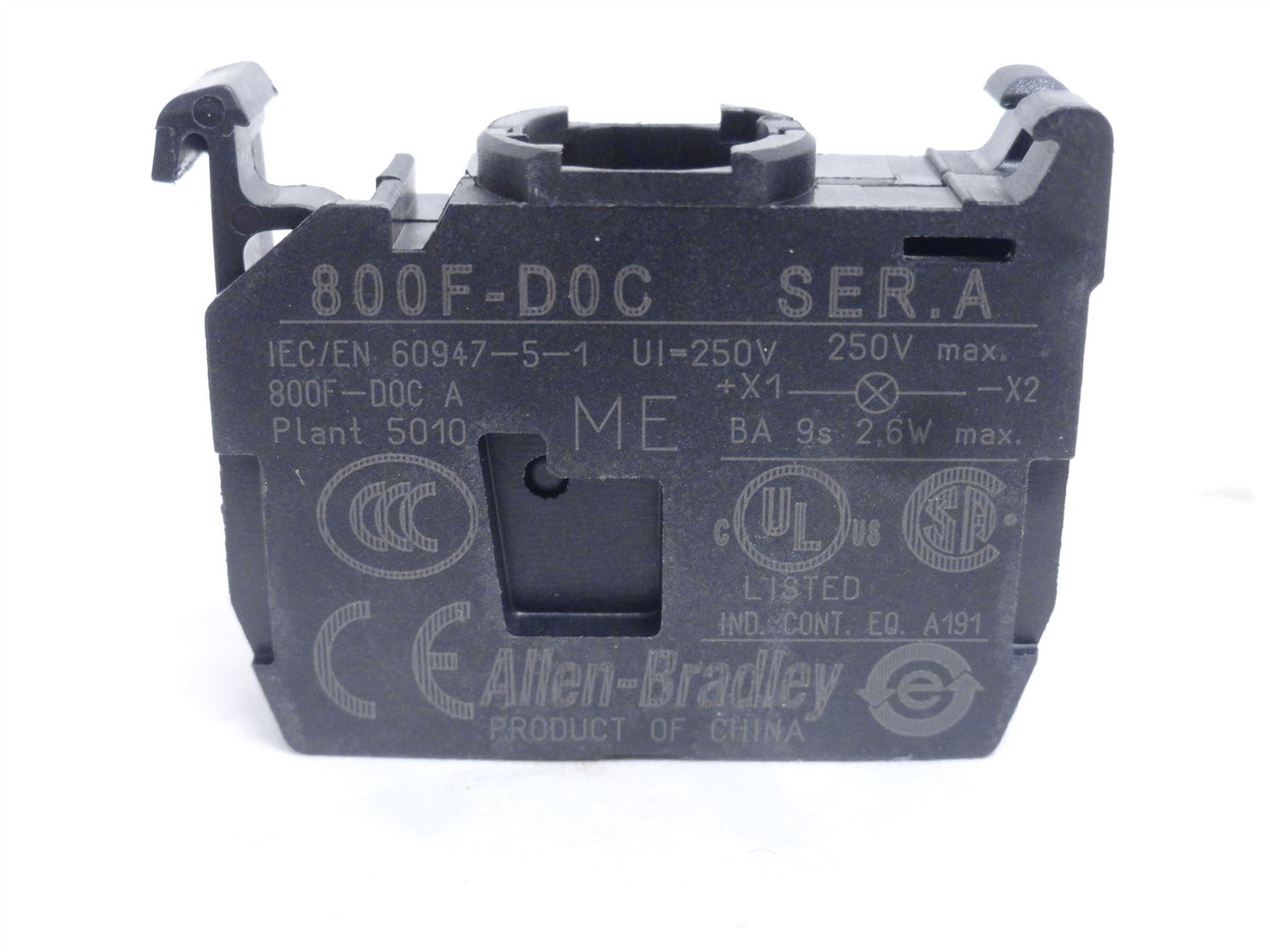 Allen-Bradley 800F-PD5C; Plastic Latch Mount Lamp Module 120V