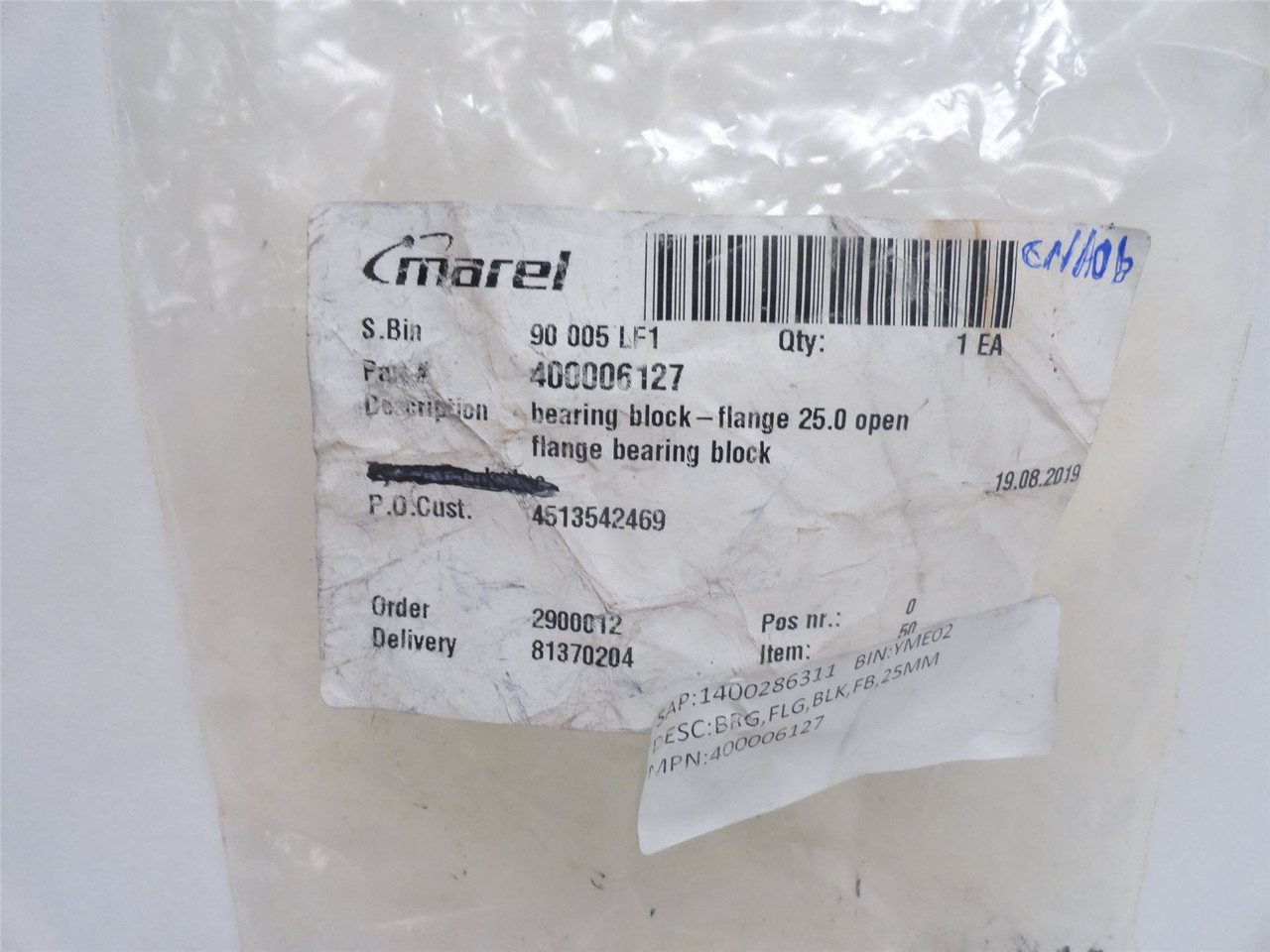 Marel 400006127; Flange Bearing; 25mmID; 2-Bolt