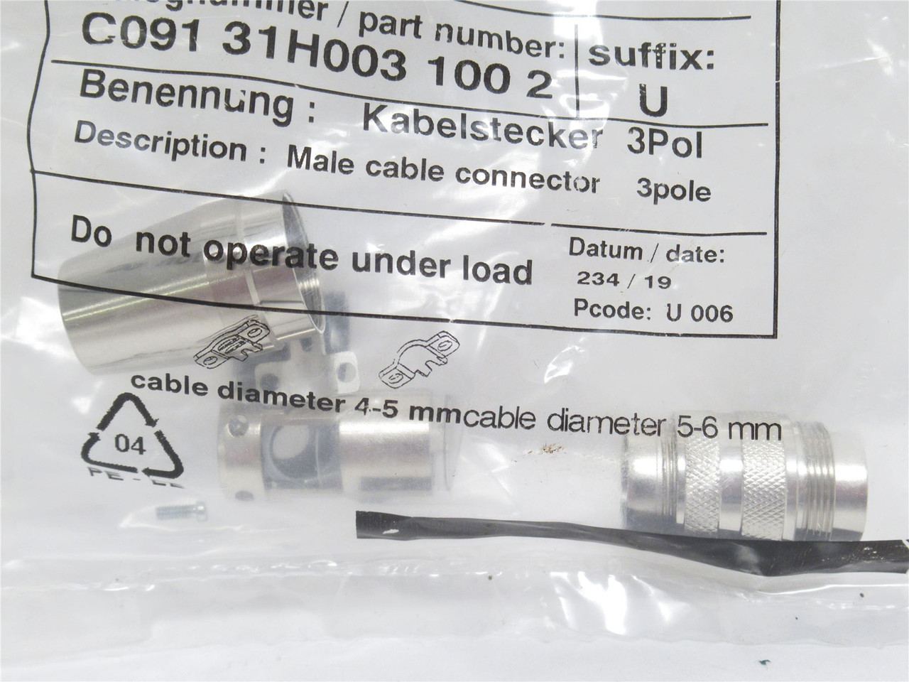 Amphenol C091-31H005-100-2; Circular Connector;  5 Contacts