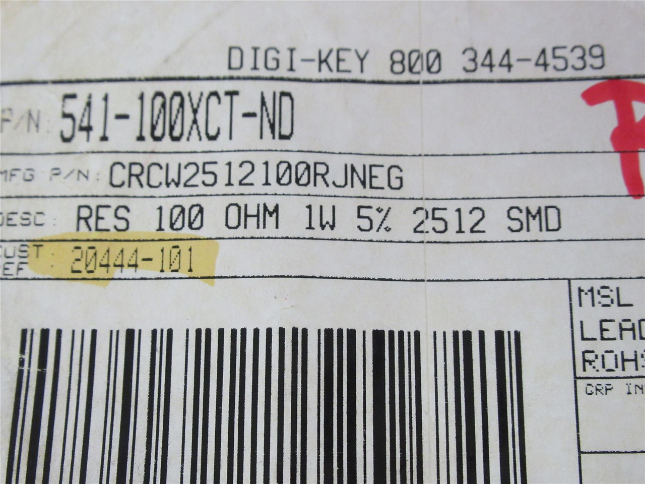 Vishay CRCW2512100RJNEG ; Lot-100 Thick Film Resistor 100Ohms
