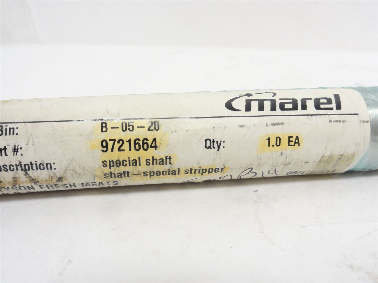 Marel 9721664; Stripper Shaft; SS; 7/8 x 1"OD; 23-3/8" Long