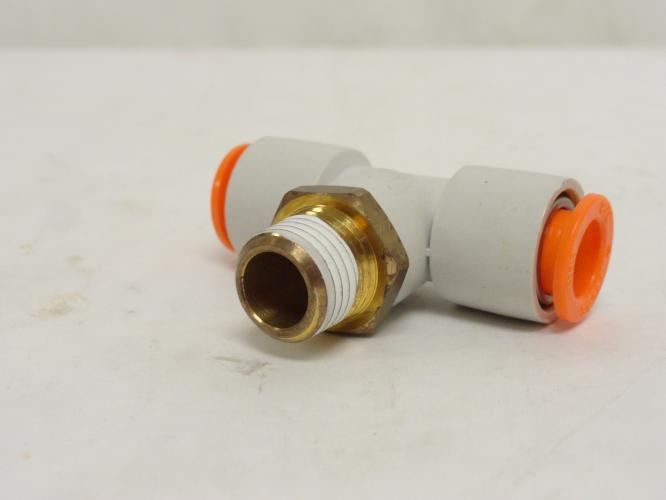 SMC KQ2Y03-33AS; Lot-5 Male Branch Tees; 3/8" PTC x 3/8" Thread