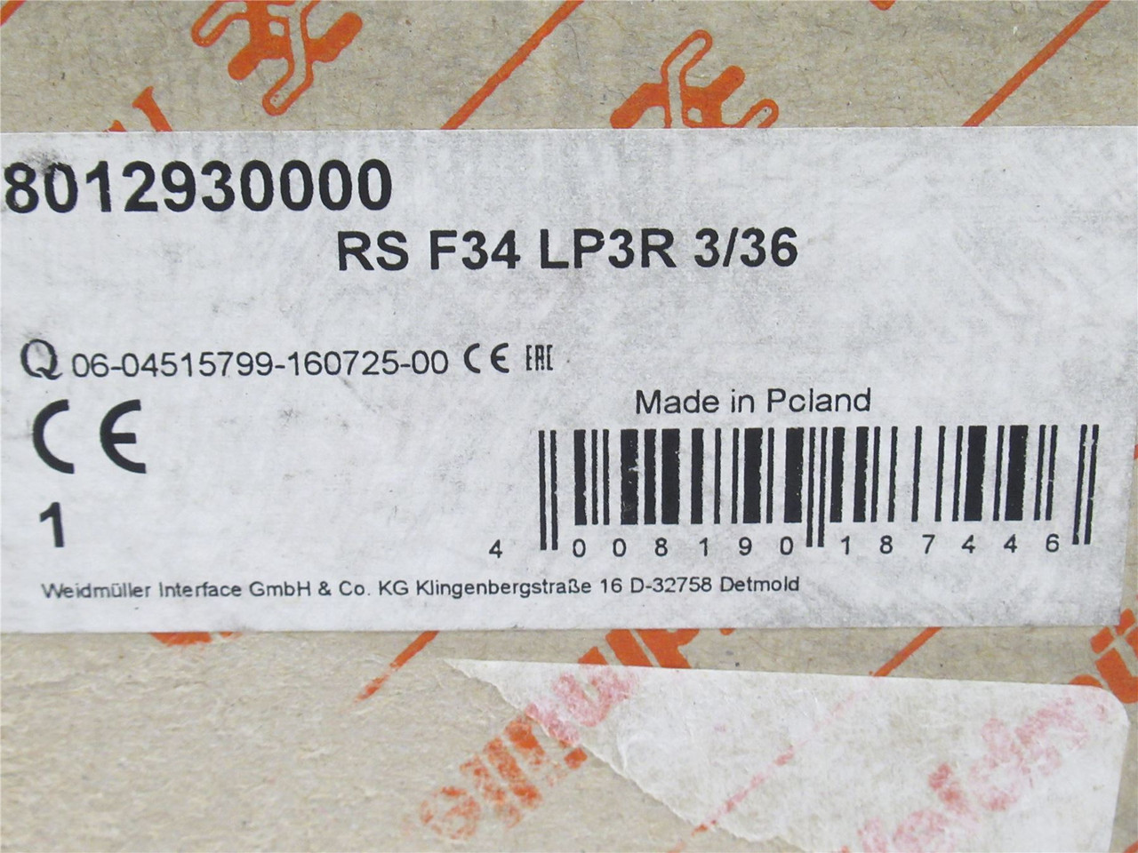 Weidmueller 8012930000; Interface Module; 34Pos; 16-26 AWG