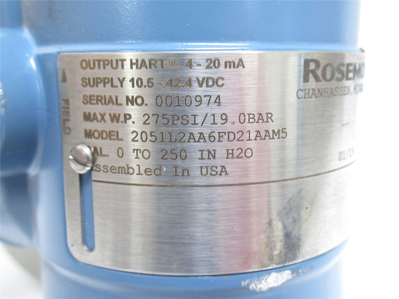 Rosemount DP0001-3015-S6; High Static DP Transmitter 275PSI