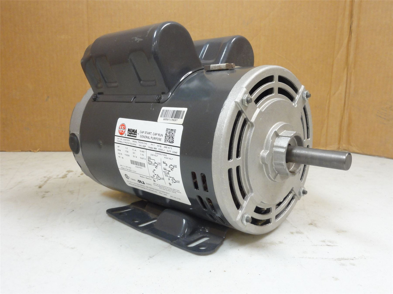 US Motors D32CP2PH; Motor 1-1/2HP 115/230VAC; 1725RPM; 1Ph