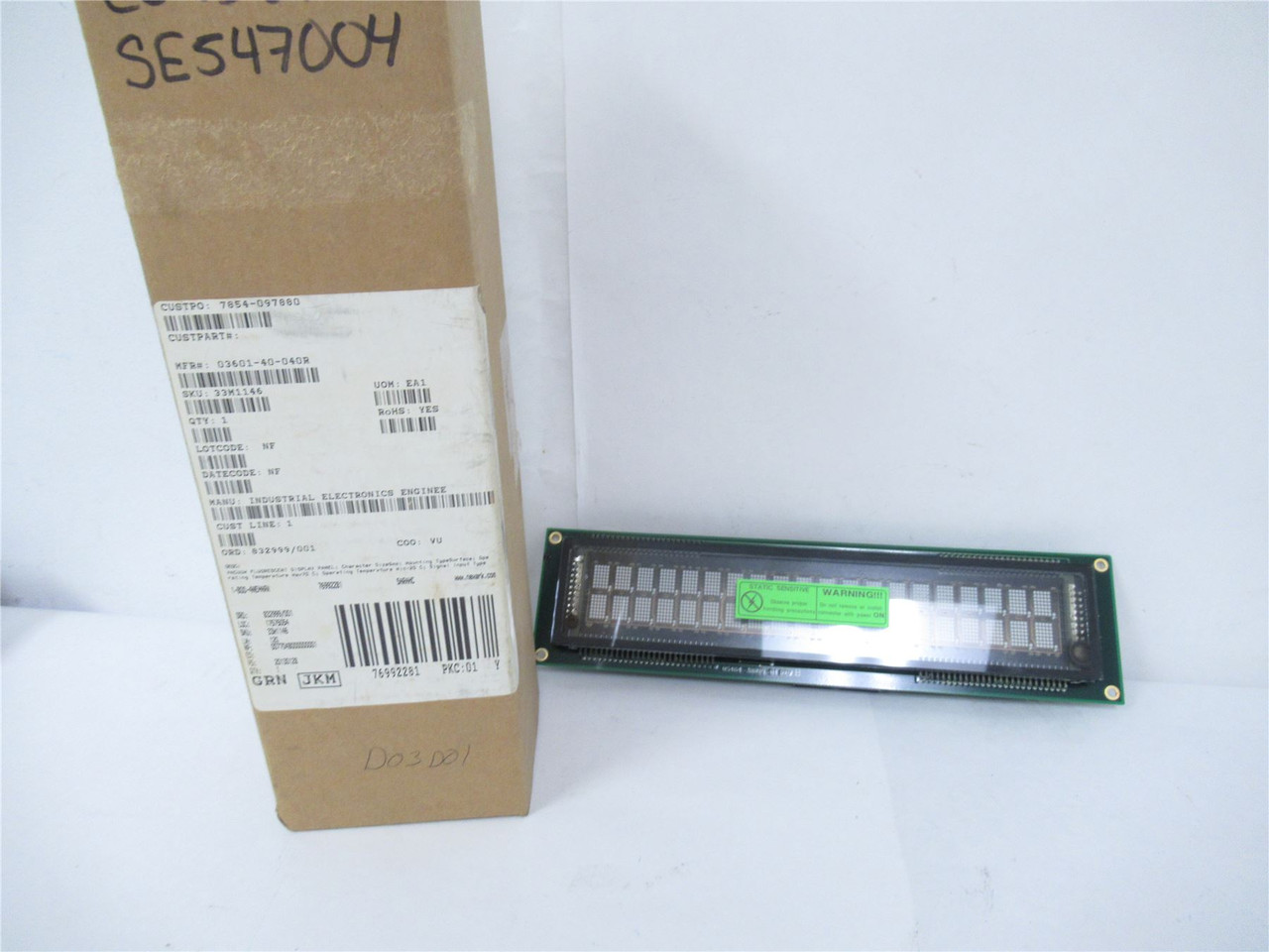 IEE 03601-40-040R; VacuumFluorescentDisplayPanel