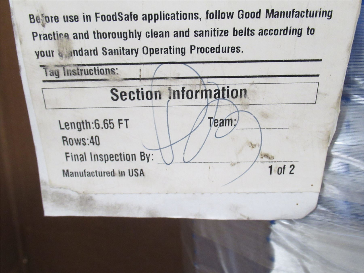 Intralox 16834753739208; ConveyorBelt Series 800  23.9"W x 6'L