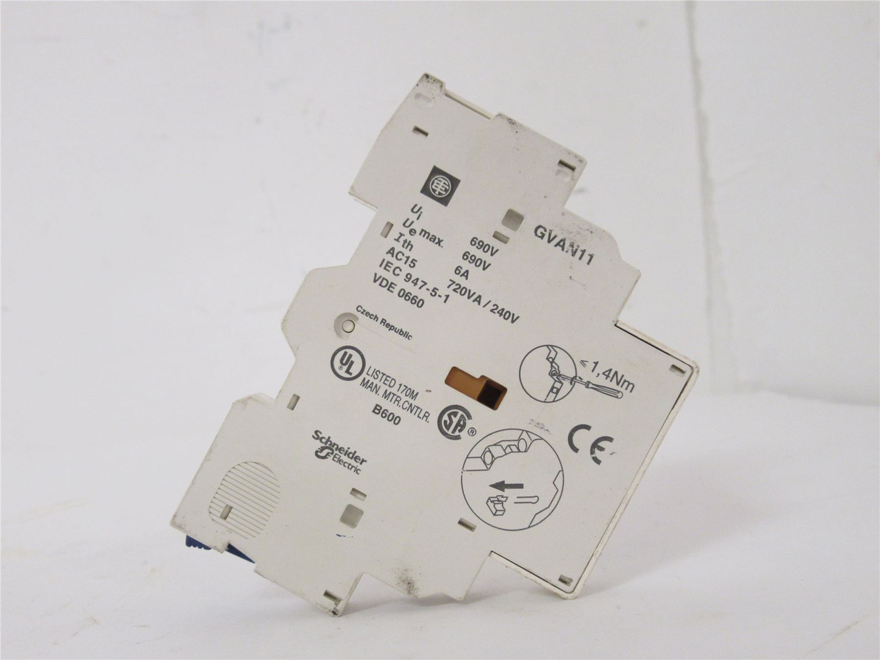 Schneider GVAN11; Auxiliary Contact Block; 1NO-1NC; 6A