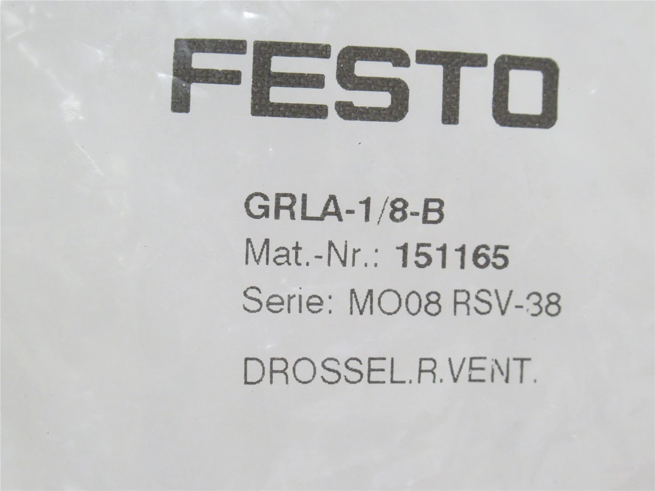 Festo GRLA-1/8-B; Flow Control Valve; One Way; 1/8NPT; 10BAR