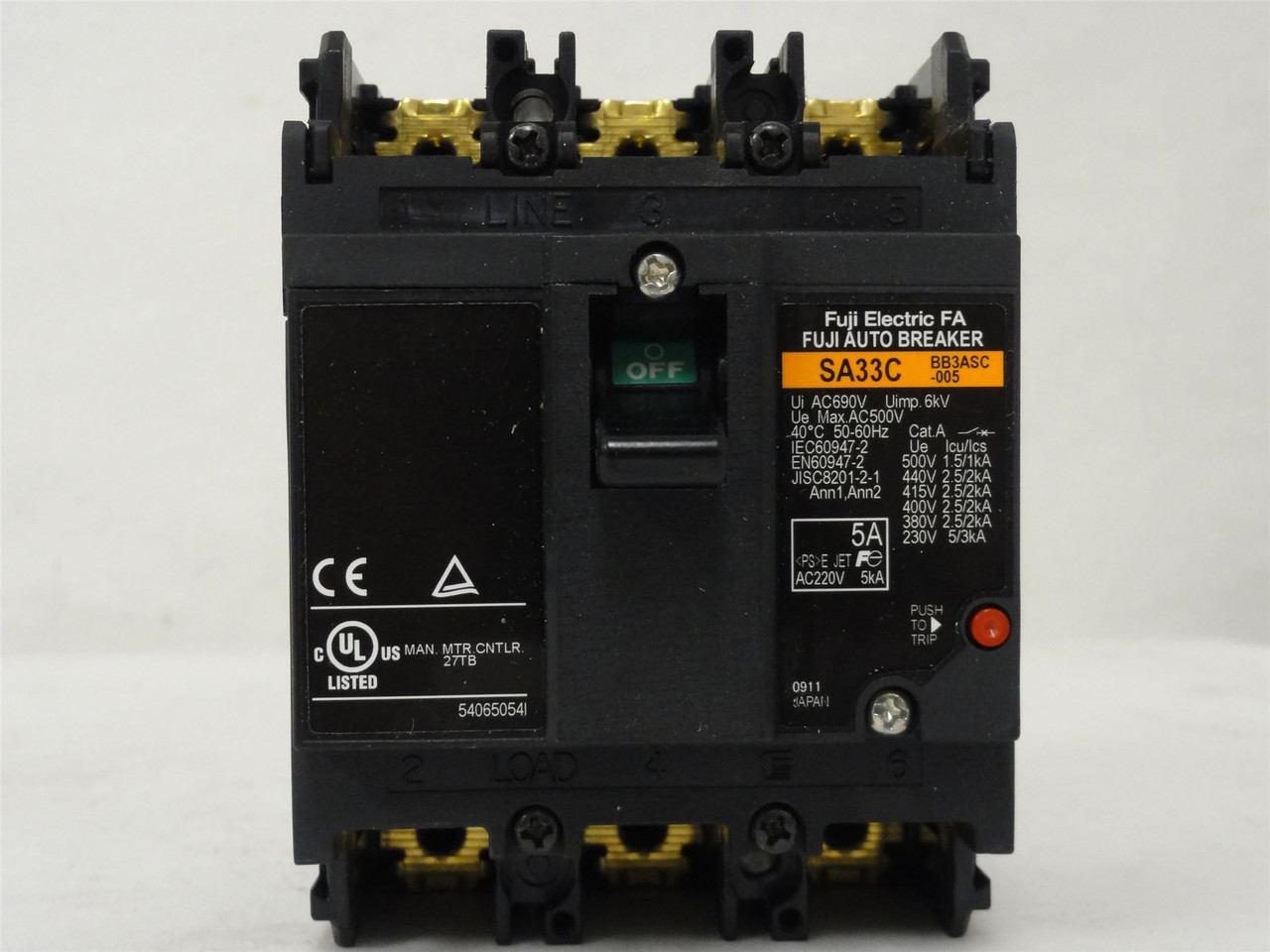 Fuji SA33C-BB3ASC-005; Circuit Breaker; 5A; 3 Pole