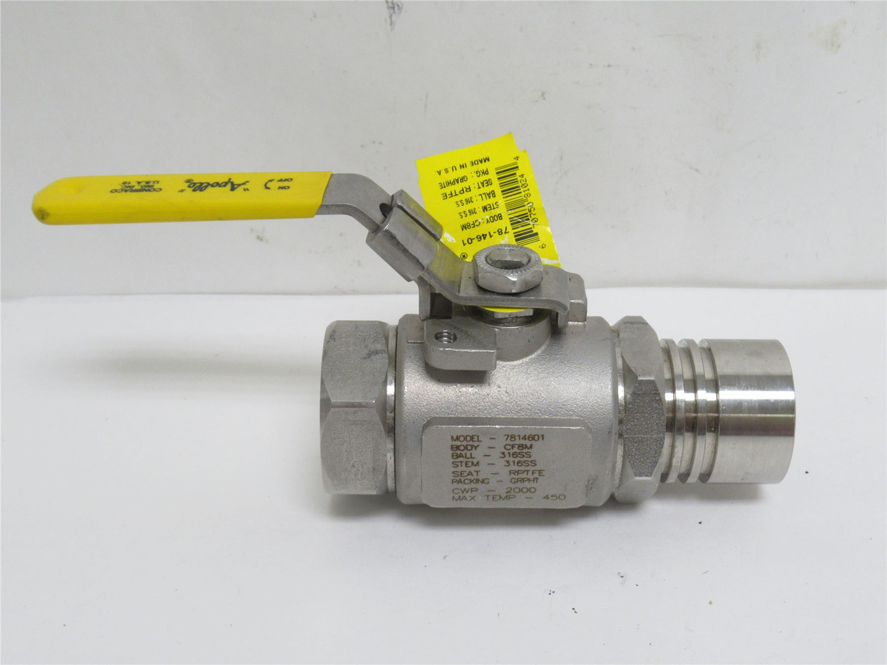 Apollo 78-146-01; Ball Valve; SS-316; 1NPT x 1" Tube; 2000PSI