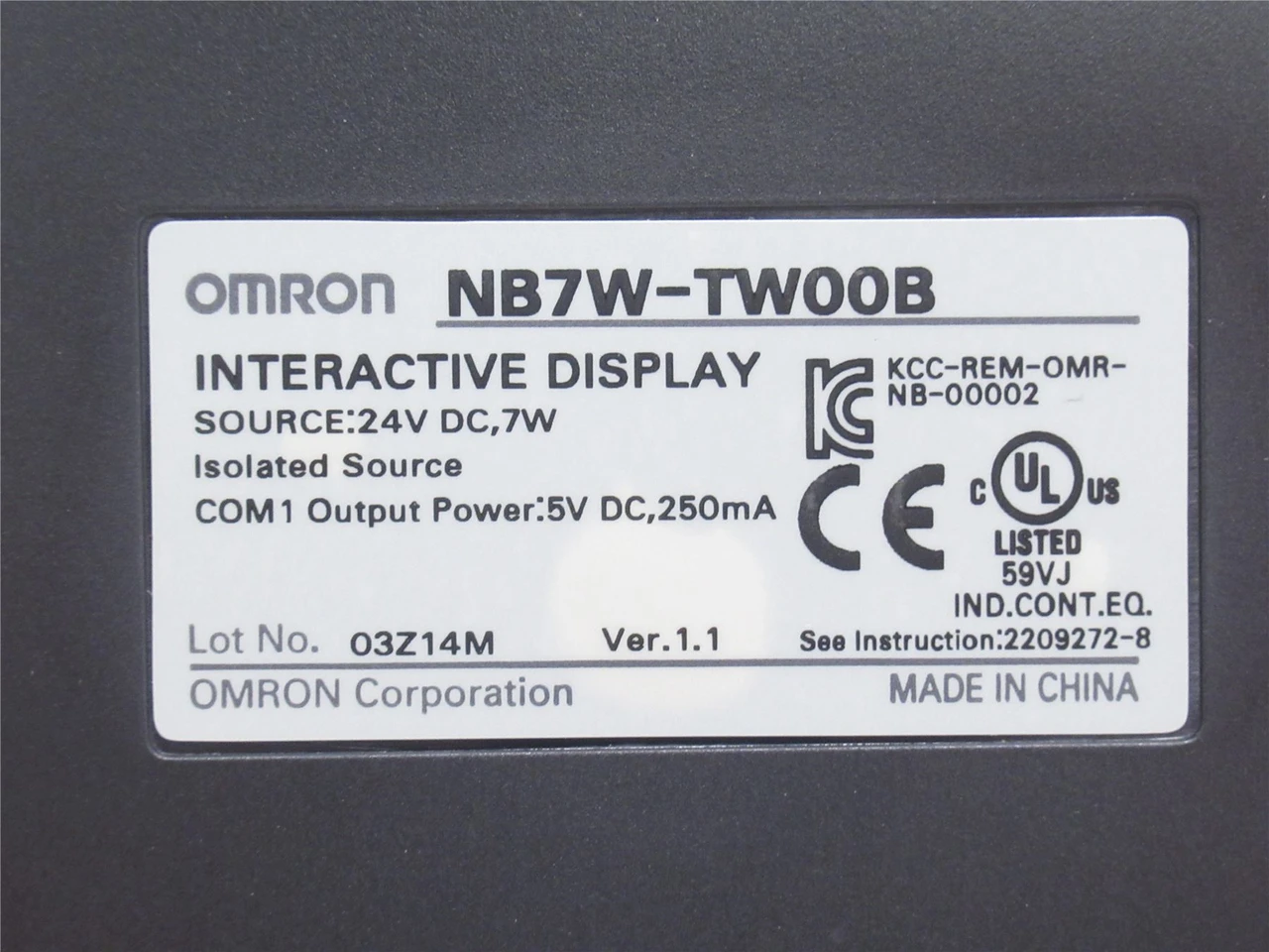 Omron NB7W-TW00B; HMI Touchscreen Display; 7" Screen; 24VDC