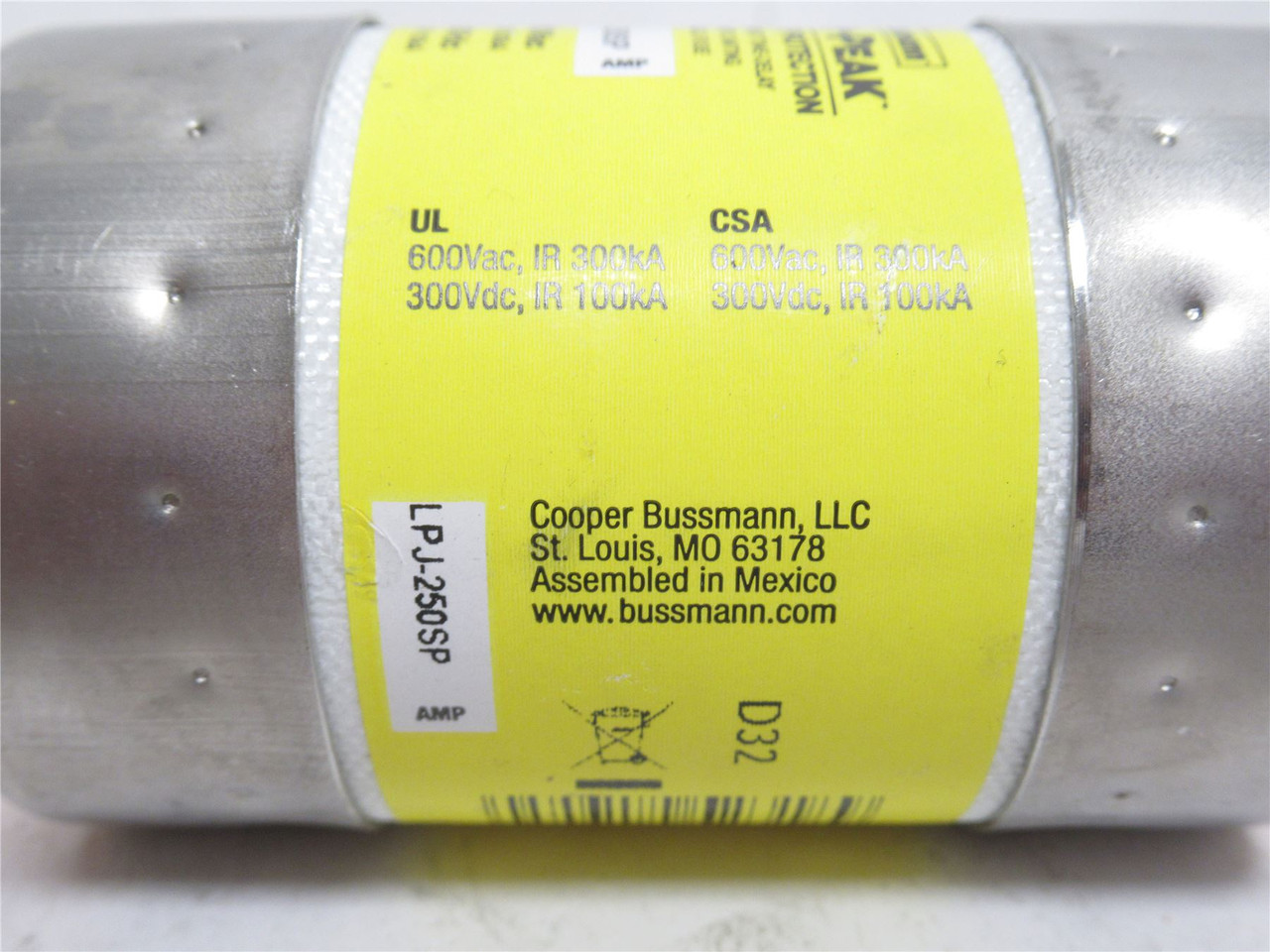 Bussmann LPJ-250SP; Time-Delay Fuse; 250 Amp; 600VAC/300VDC