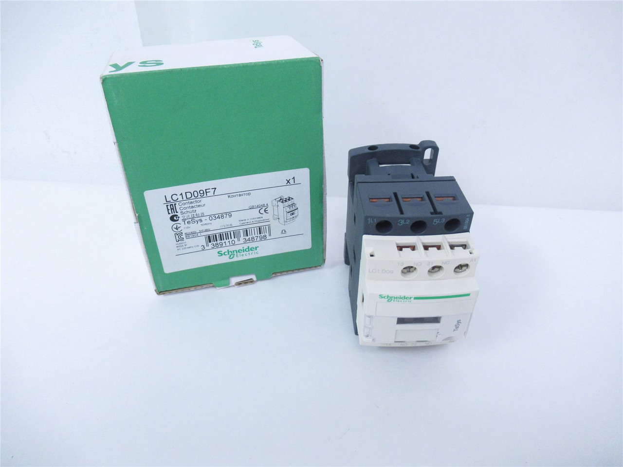 Schneider LC1D09F7; Contactor 3 Pole 9 AMPS Coil-110VAC
