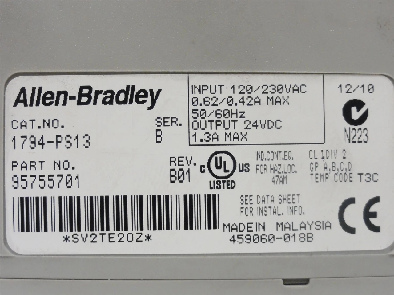 Allen-Bradley 1794-PS13; Power Supply; 24VDC